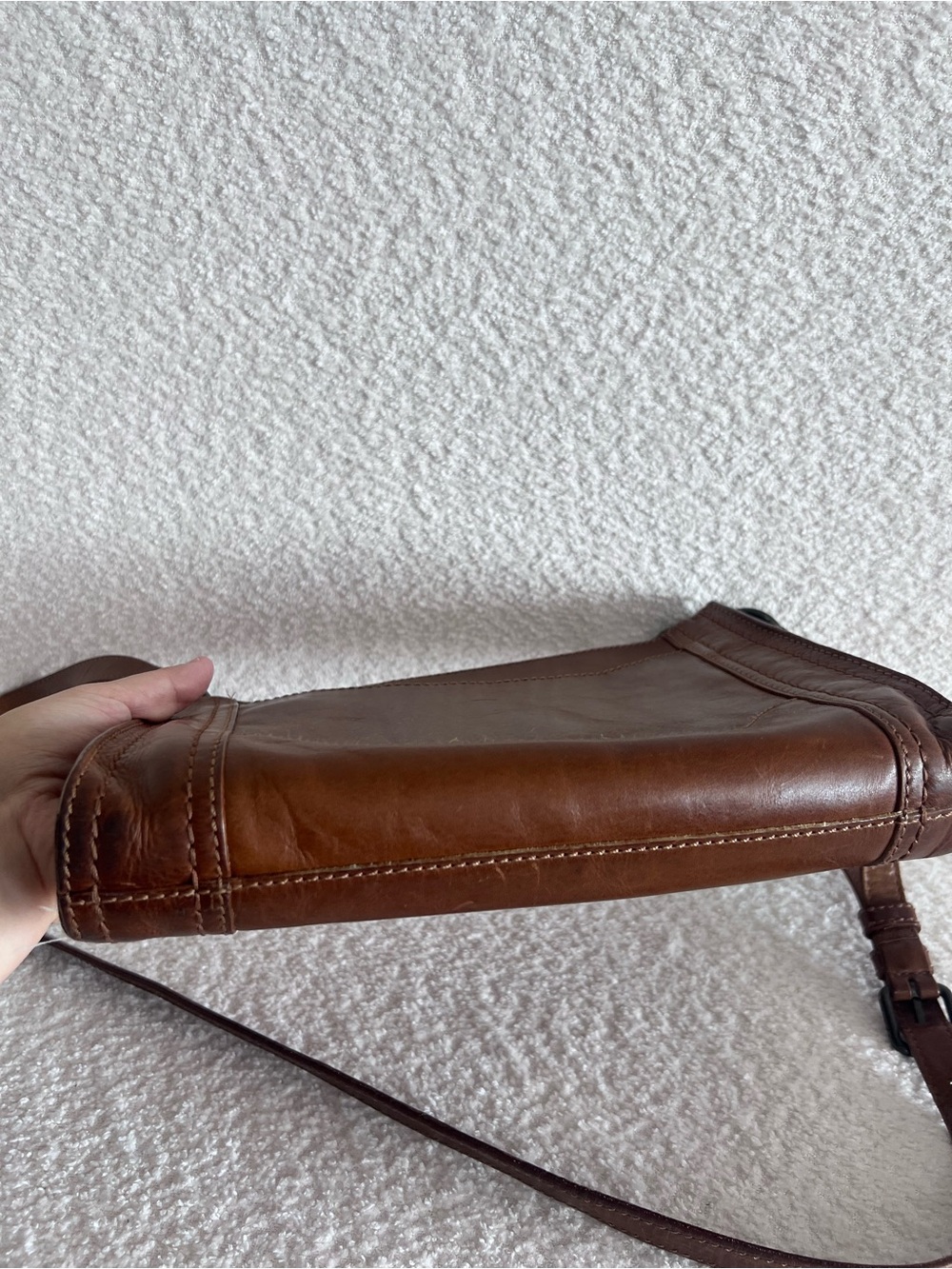 Frye Melissa‎ Zip Crossbody Leather Brown Purse Bag - Picture 9 of 15